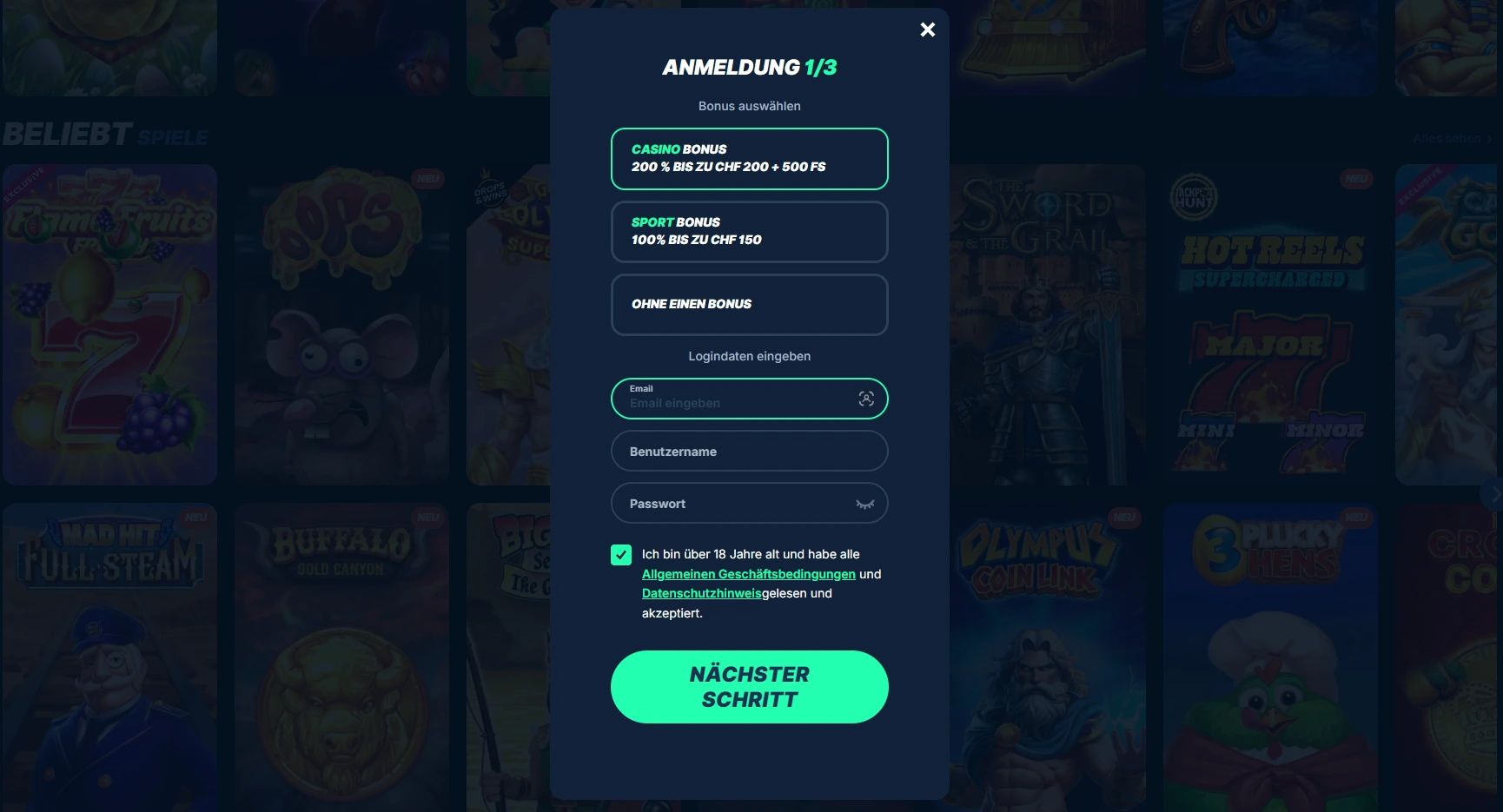 Anmeldung bei PlayZilla Casino Schweiz